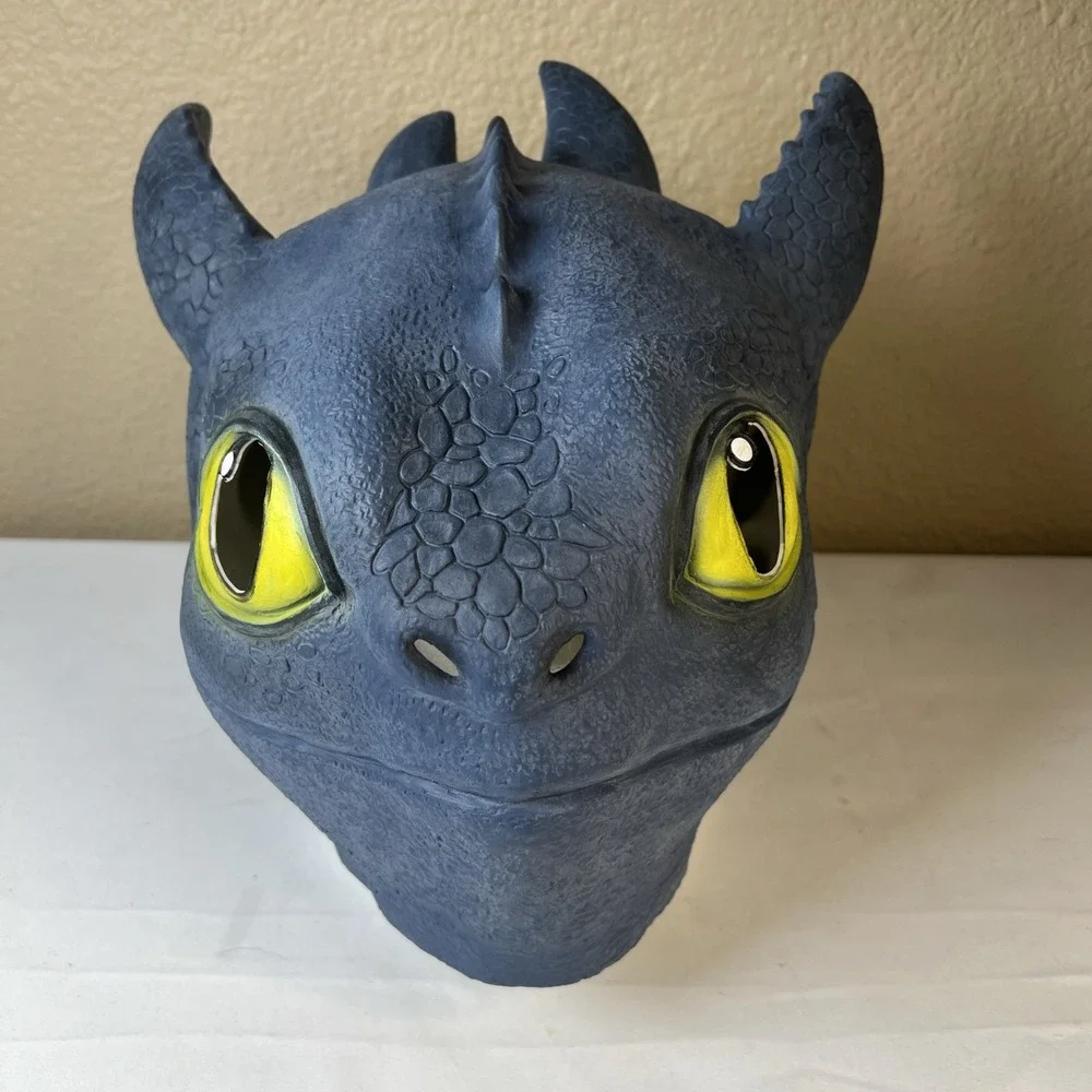 How to Train Your Dragon Toothless Night Fury Latex Full Mask, One Size